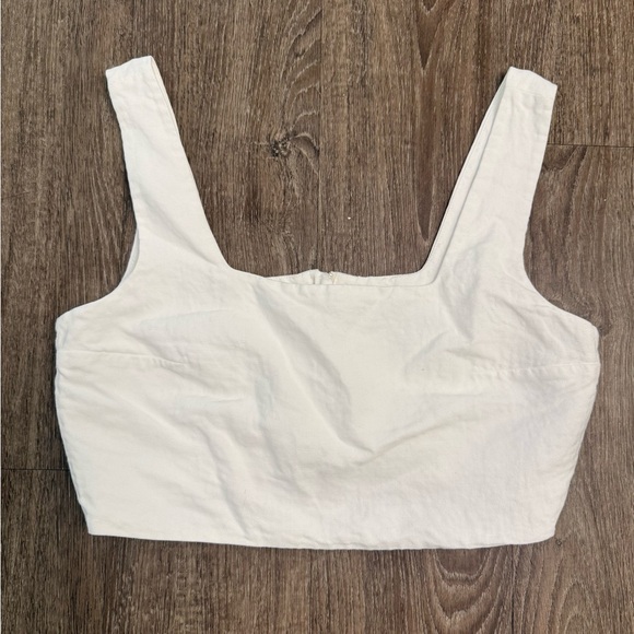 COS Tops - COS White Structured Cropped Tank Top Square Neck Zip Back Women’s 8